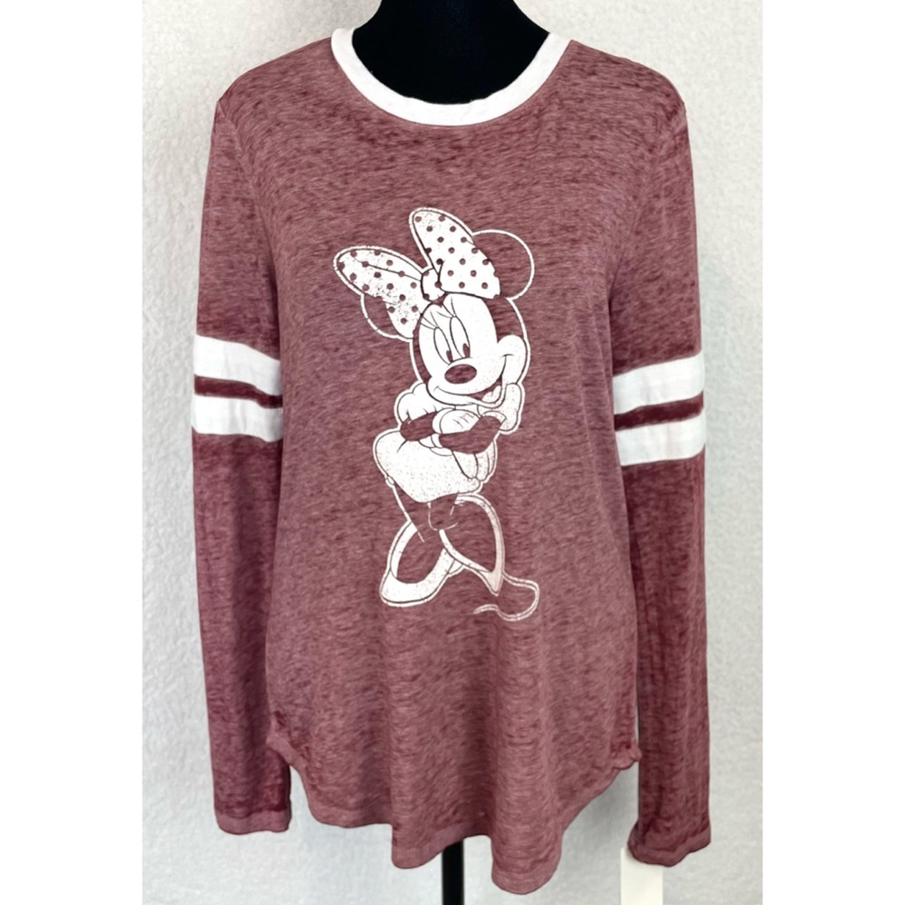 (NWT) DISNEY • Maroon/White Minnie Mouse Long Sleeve Casual Shirt, M - Picture 3 of 14